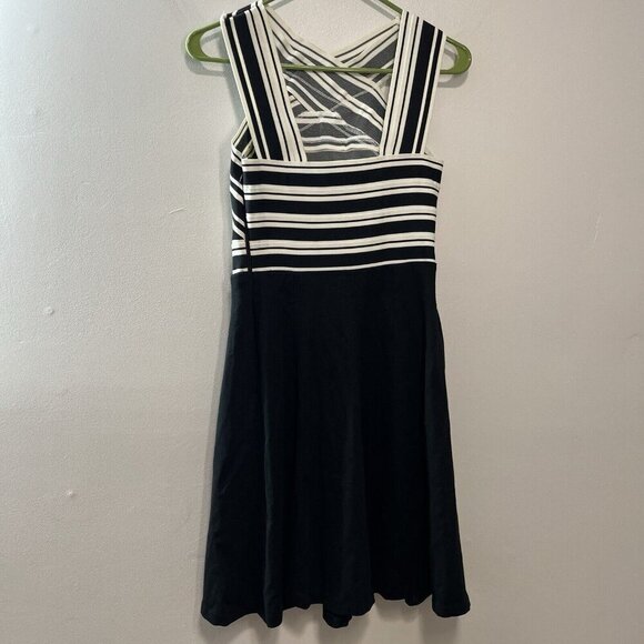 Anthropologie Maeve NWT Black White Crosswise Flare Bandage‎ Dress Size 2 - Picture 4 of 7